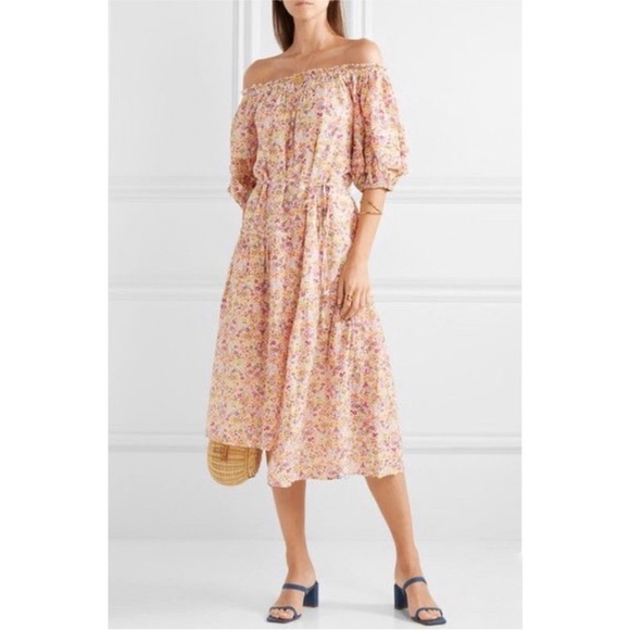 Apiece Apart super soft 100% cotton and silk floral midi dress - Picture 2 of 9